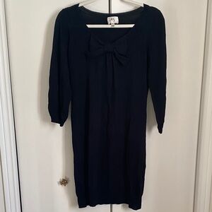 Milly New York Bow Tie 3/4 Sleeve Sweater Dress Dainty Feminine Merino Wool S
